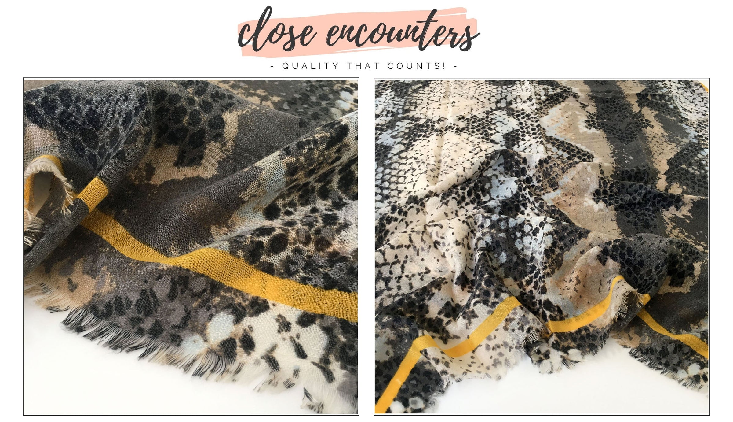 LARGE BEIGE SNAKESKIN PRINT SHAWL SCARF WITH STRIPE