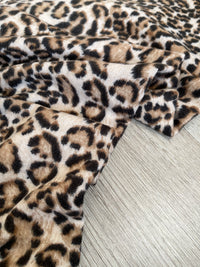 LARGE BEIGE SUPER SOFT FLEECE FEEL LEOPARD PRINT SCARF