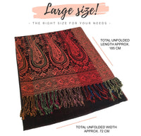 LARGE BLACK RAINBOW MULTI COLOUR PAISLEY PRINT PASHMINA SHAWL SCARF