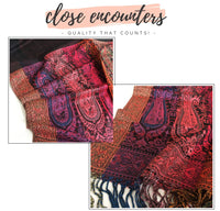 LARGE BLACK RAINBOW MULTI COLOUR PAISLEY PRINT PASHMINA SHAWL SCARF