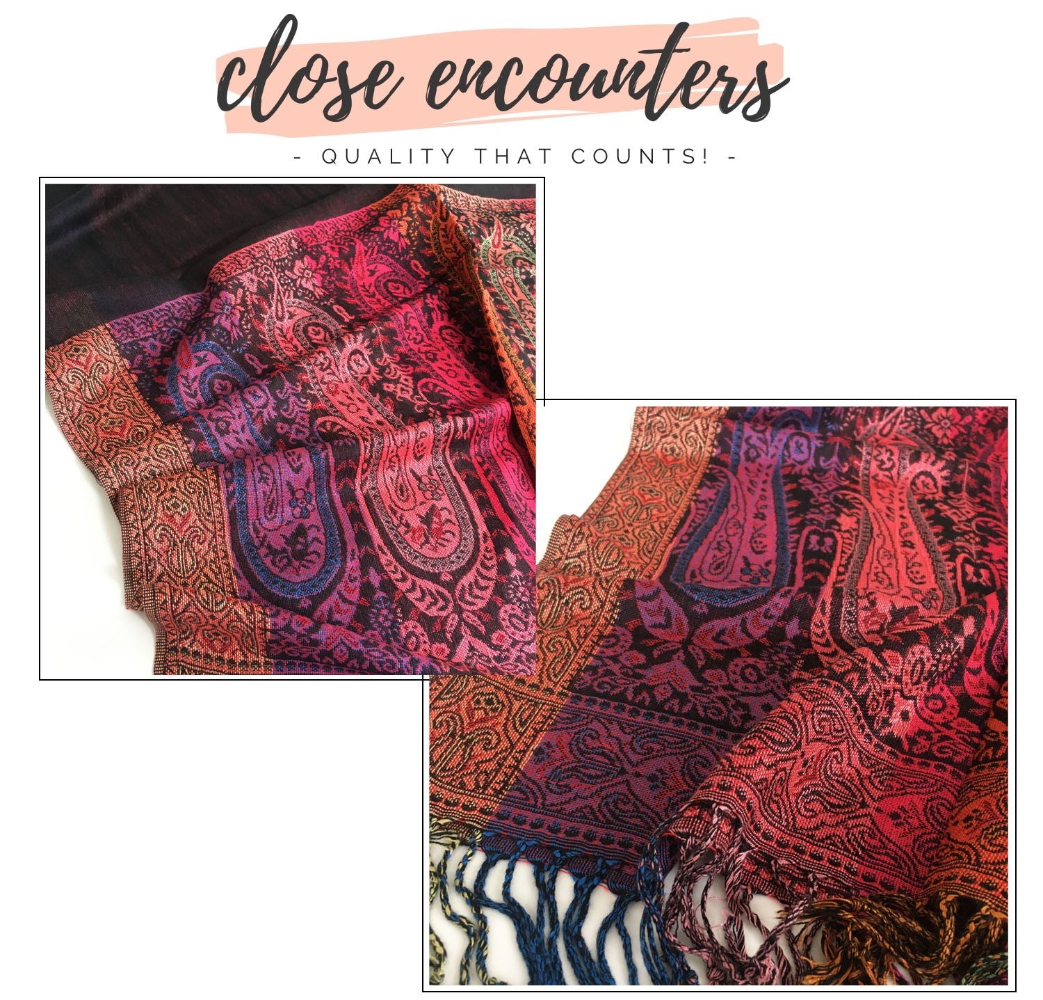 LARGE BLACK RAINBOW MULTI COLOUR PAISLEY PRINT PASHMINA SHAWL SCARF