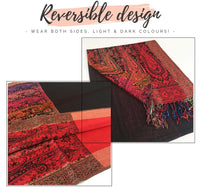 LARGE BLACK RAINBOW MULTI COLOUR PAISLEY PRINT PASHMINA SHAWL SCARF