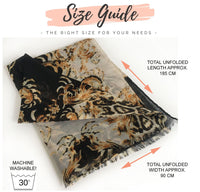 LARGE BLACK VINTAGE LEOPARD PRINT SHAWL SCARF