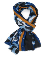 LARGE BLUE CAMEO LEOPARD PRINT SCARF