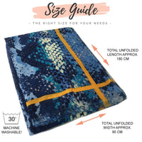 LARGE BLUE SNAKESKIN PRINT SHAWL SCARF WITH STRIPE