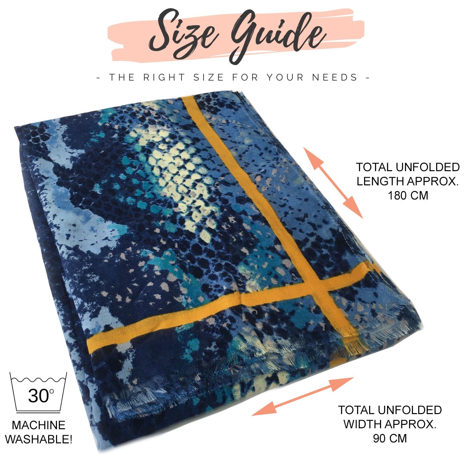 LARGE BLUE SNAKESKIN PRINT SHAWL SCARF WITH STRIPE