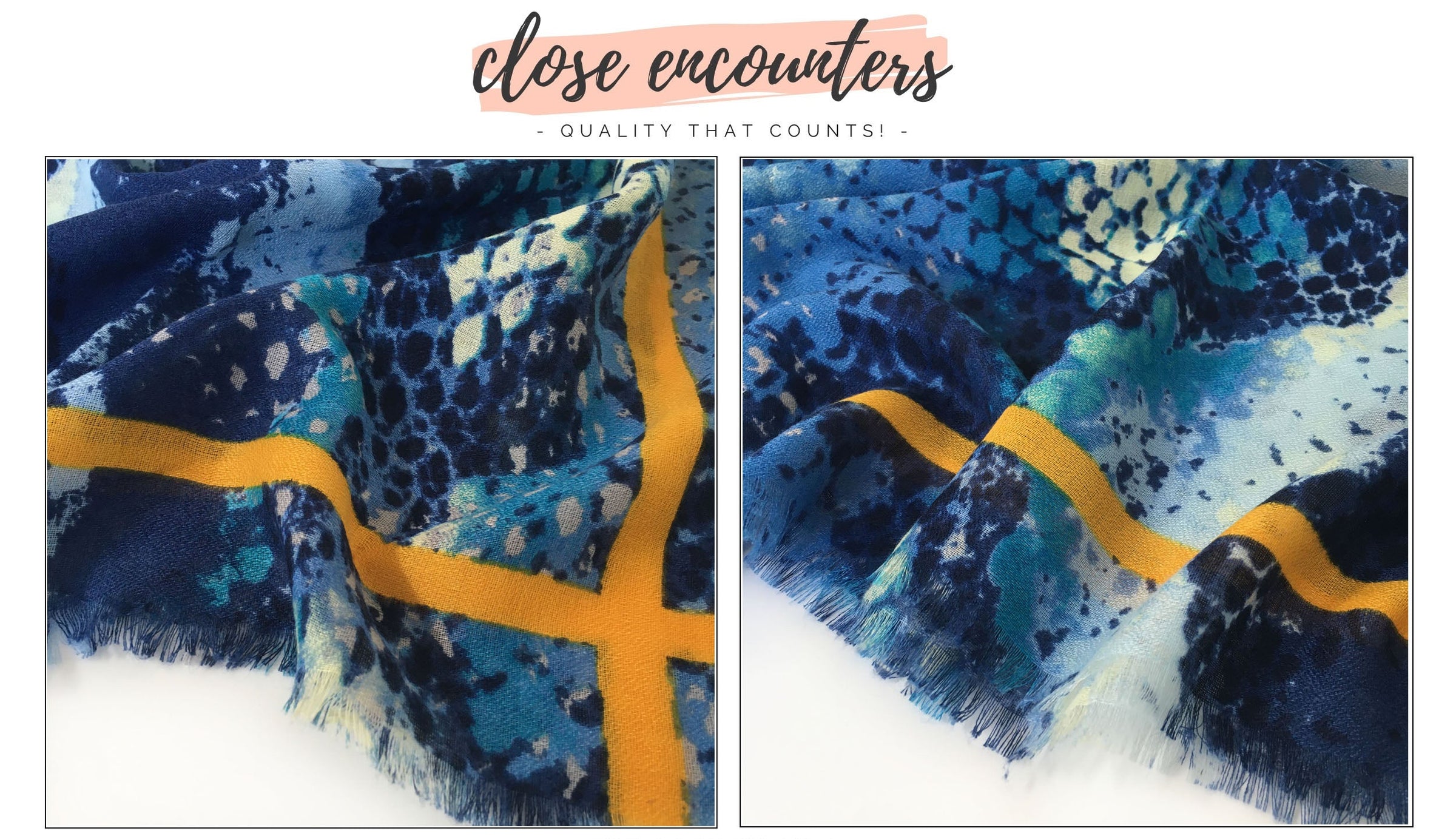 LARGE BLUE SNAKESKIN PRINT SHAWL SCARF WITH STRIPE