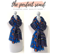 LARGE BLUE ZEBRA AND LEOPARD PRINT SHAWL SCARF