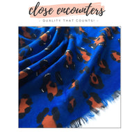 LARGE BLUE ZEBRA AND LEOPARD PRINT SHAWL SCARF
