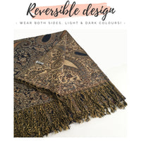 LARGE BROWN MULTI COLOUR PAISLEY PRINT PASHMINA SHAWL SCARF