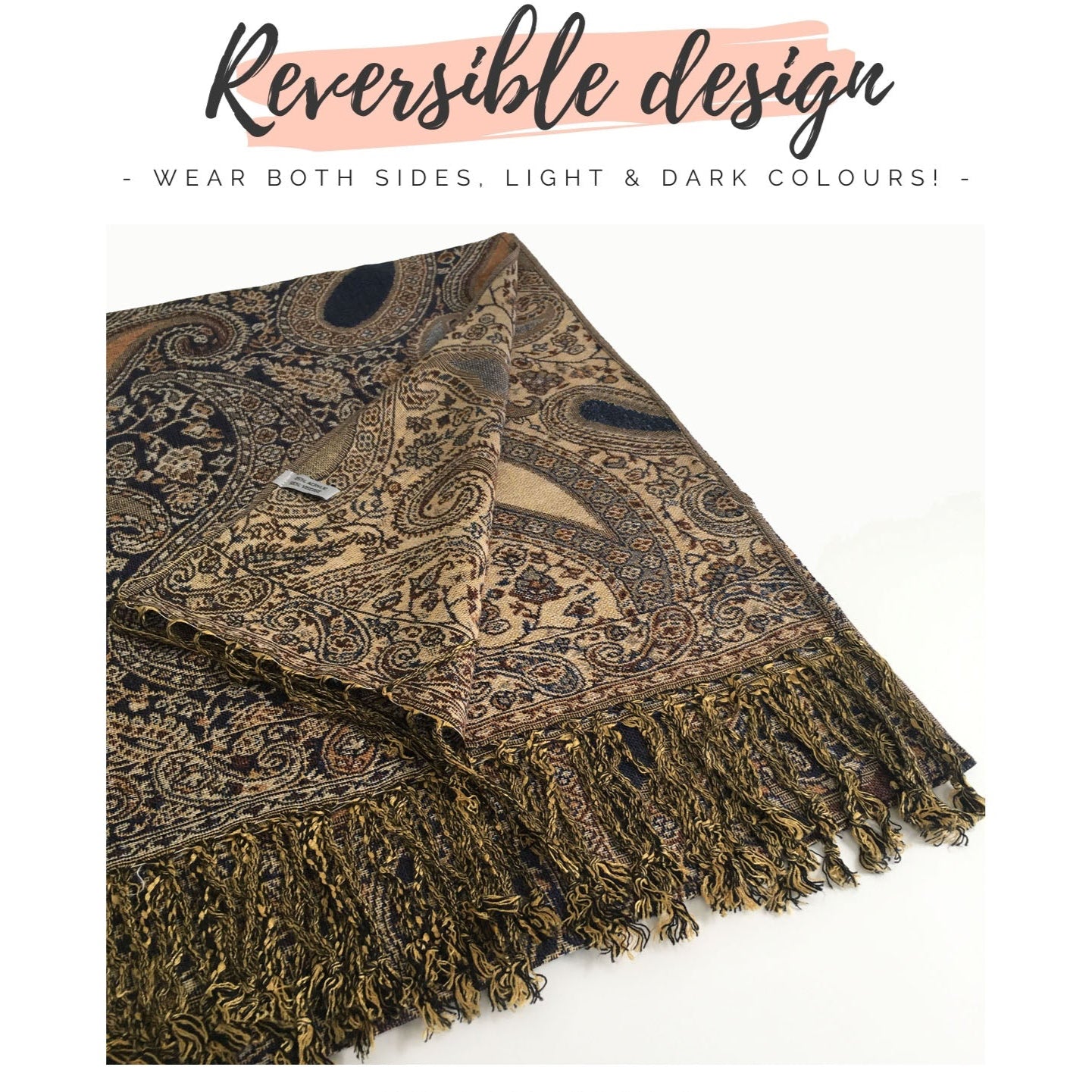 LARGE BROWN MULTI COLOUR PAISLEY PRINT PASHMINA SHAWL SCARF