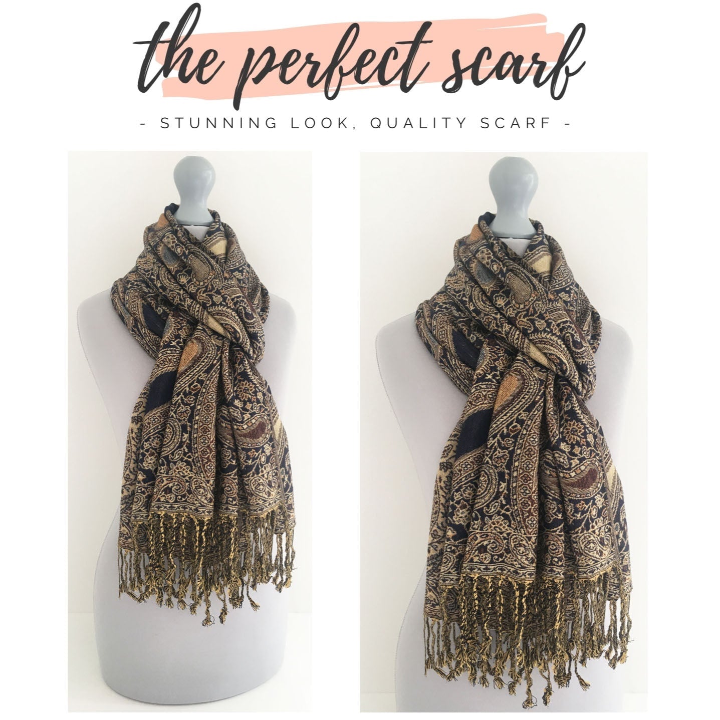 LARGE BROWN MULTI COLOUR PAISLEY PRINT PASHMINA SHAWL SCARF
