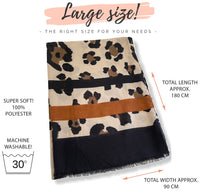 LARGE BROWN RETRO LEOPARD PRINT SCARF