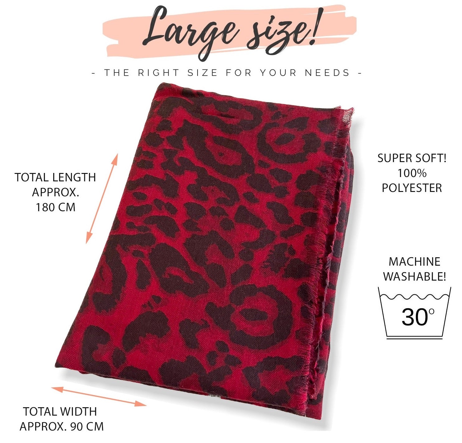 LARGE BURGUNDY LEOPARD PRINT SCARF