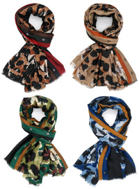 LARGE GREEN CAMEO LEOPARD PRINT SCARF