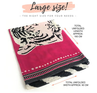 LARGE FUCHSIA PINK TIGER AND LEOPARD PRINT SHAWL SCARF