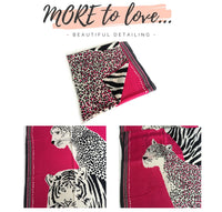 LARGE FUCHSIA PINK TIGER AND LEOPARD PRINT SHAWL SCARF
