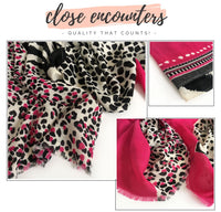 LARGE FUCHSIA PINK TIGER AND LEOPARD PRINT SHAWL SCARF