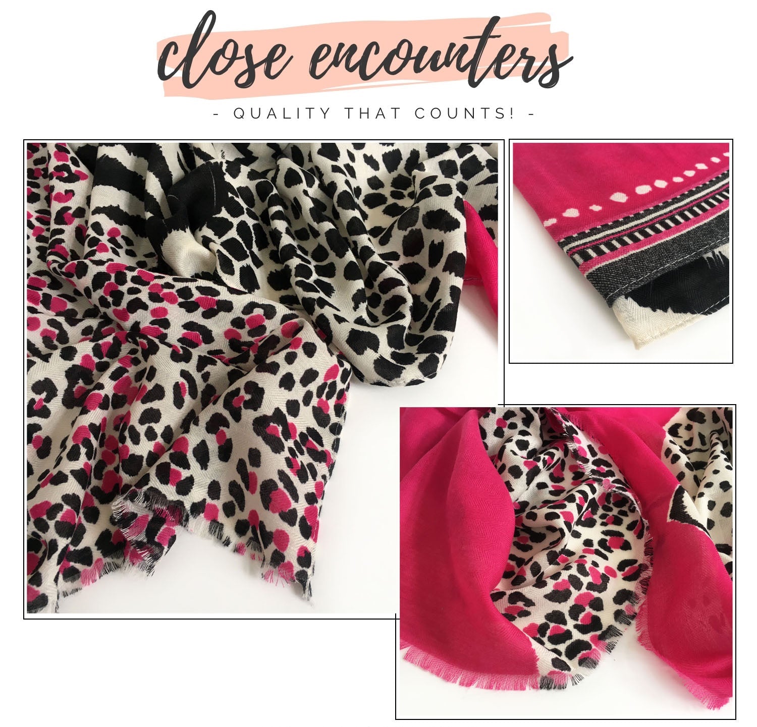 LARGE FUCHSIA PINK TIGER AND LEOPARD PRINT SHAWL SCARF