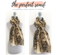 LARGE CREAM VINTAGE LEOPARD PRINT SHAWL SCARF
