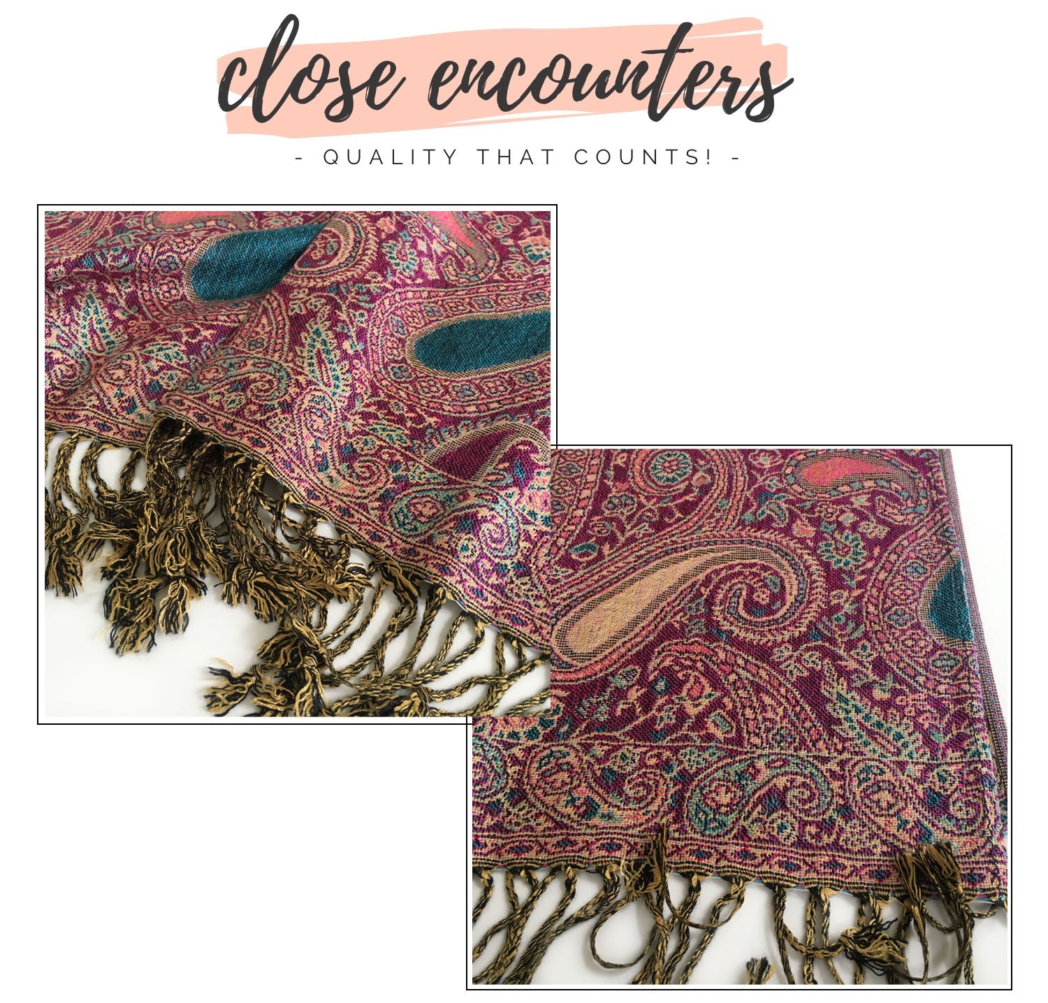 LARGE FUSCHIA PINK MULTI COLOUR PAISLEY PRINT PASHMINA SHAWL SCARF