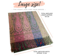 LARGE GREEN RAINBOW MULTI COLOUR PAISLEY PRINT PASHMINA SHAWL SCARF