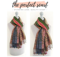 LARGE GREEN RAINBOW MULTI COLOUR PAISLEY PRINT PASHMINA SHAWL SCARF