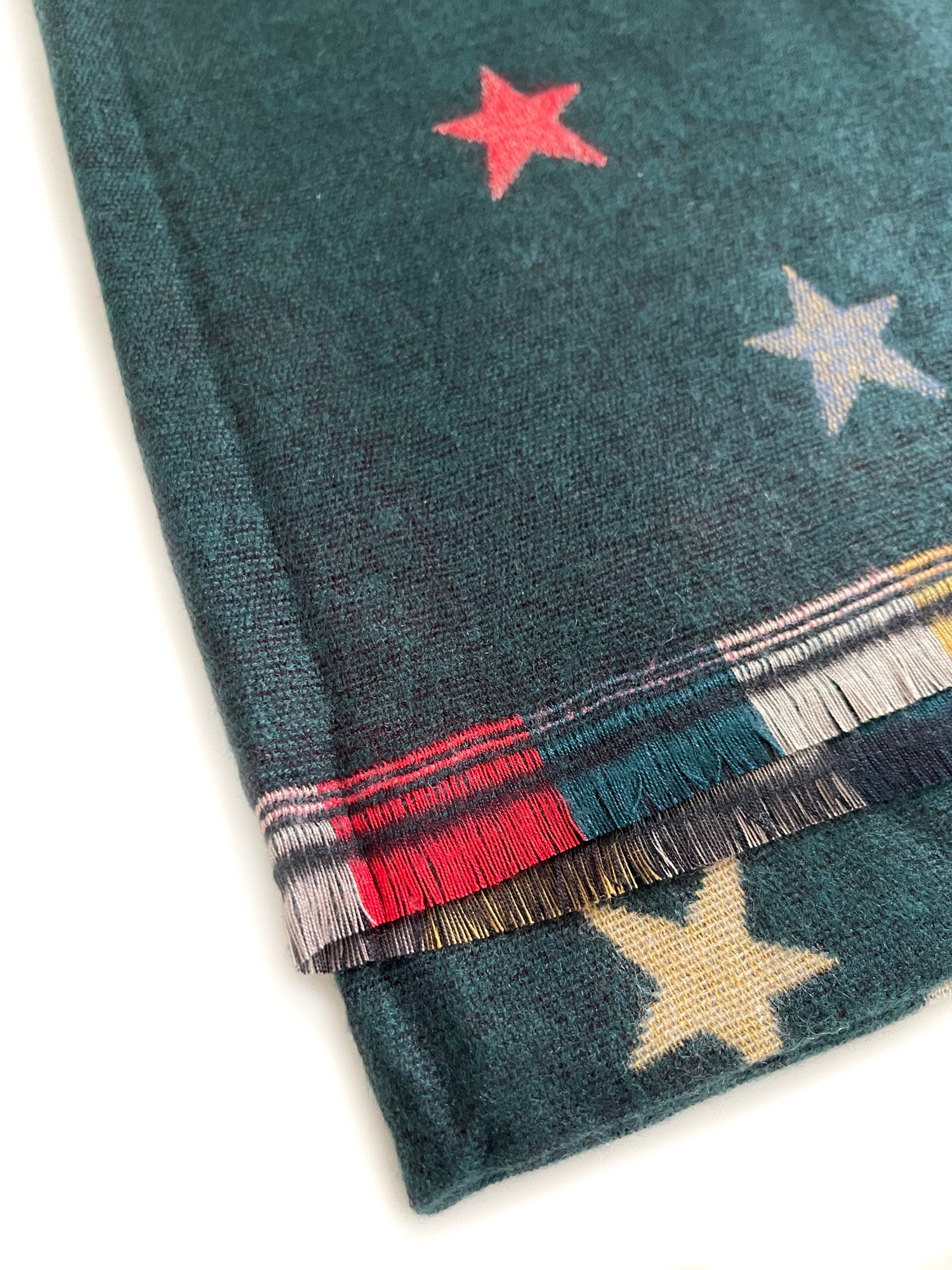 LARGE GREEN STAR PRINT REVERSIBLE CHECKED WINTER SHAWL BLANKET SCARF