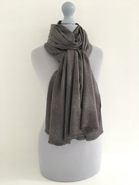 A-SHU LARGE GREY CASHMERE MIX SUPER SOFT PASHMINA SHAWL SCARF WITH METALLIC FOIL - A-SHU.CO.UK
