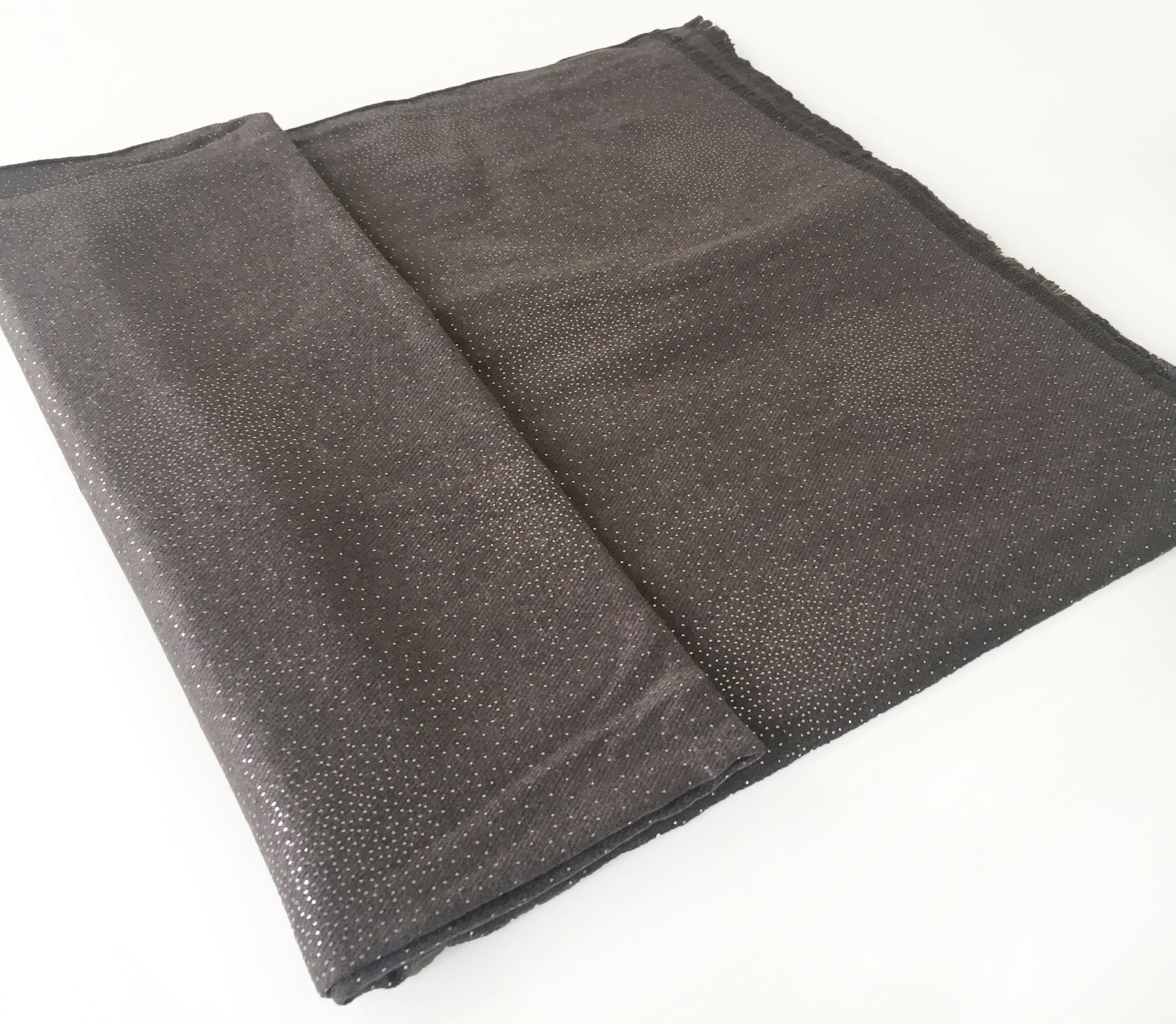 A-SHU LARGE GREY CASHMERE MIX SUPER SOFT PASHMINA SHAWL SCARF WITH METALLIC FOIL - A-SHU.CO.UK