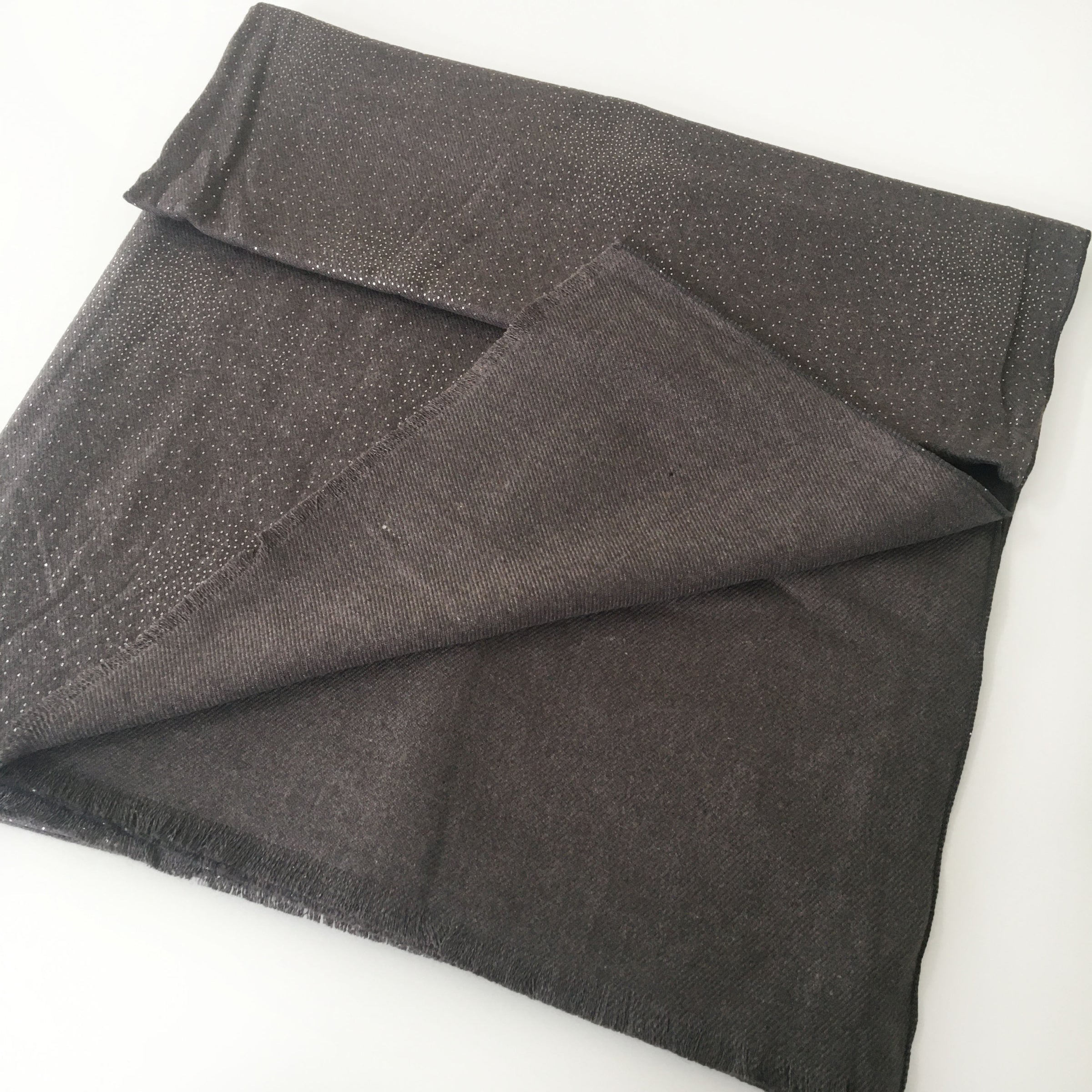 A-SHU LARGE GREY CASHMERE MIX SUPER SOFT PASHMINA SHAWL SCARF WITH METALLIC FOIL - A-SHU.CO.UK
