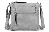 LARGE LIGHT GREY MULTI COMPARTMENT CROSS BODY OVER SHOULDER BAG WITH LONG STRAP