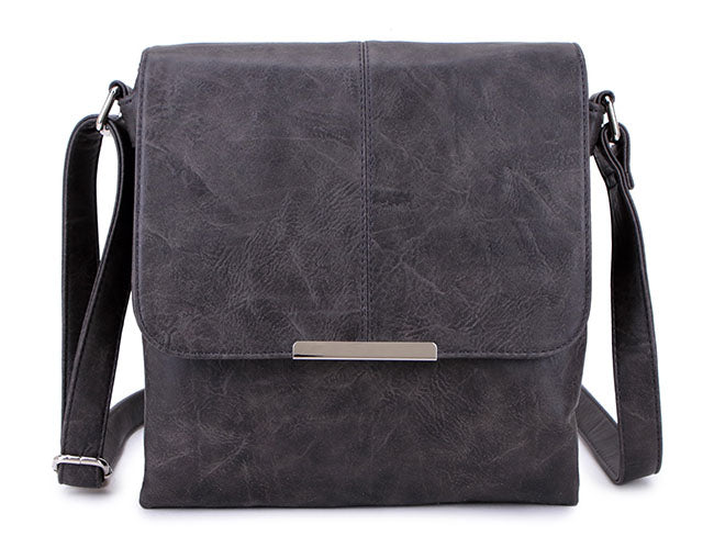 LARGE MULTI POCKET CROSS BODY MESSENGER BAG - DARK GREY