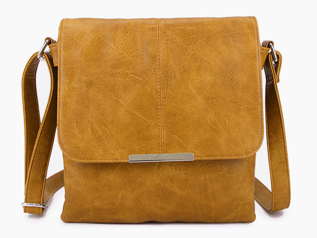 LARGE MULTI POCKET CROSS BODY MESSENGER BAG - MUSTARD YELLOW