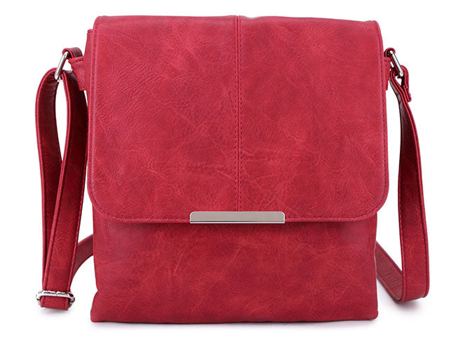 LARGE MULTI POCKET CROSS BODY MESSENGER BAG - RED