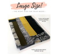 LARGE MUSTARD YELLOW BLOCK PRINT SNAKESKIN SHAWL SCARF