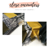 LARGE MUSTARD YELLOW BLOCK PRINT SNAKESKIN SHAWL SCARF