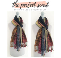 LARGE NAVY BLUE RAINBOW MULTI COLOUR PAISLEY PRINT PASHMINA SHAWL SCARF