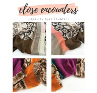 LARGE ORANGE BLOCK PRINT SNAKESKIN SHAWL SCARF