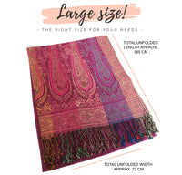 LARGE PINK RAINBOW MULTI COLOUR PAISLEY PRINT PASHMINA SHAWL SCARF