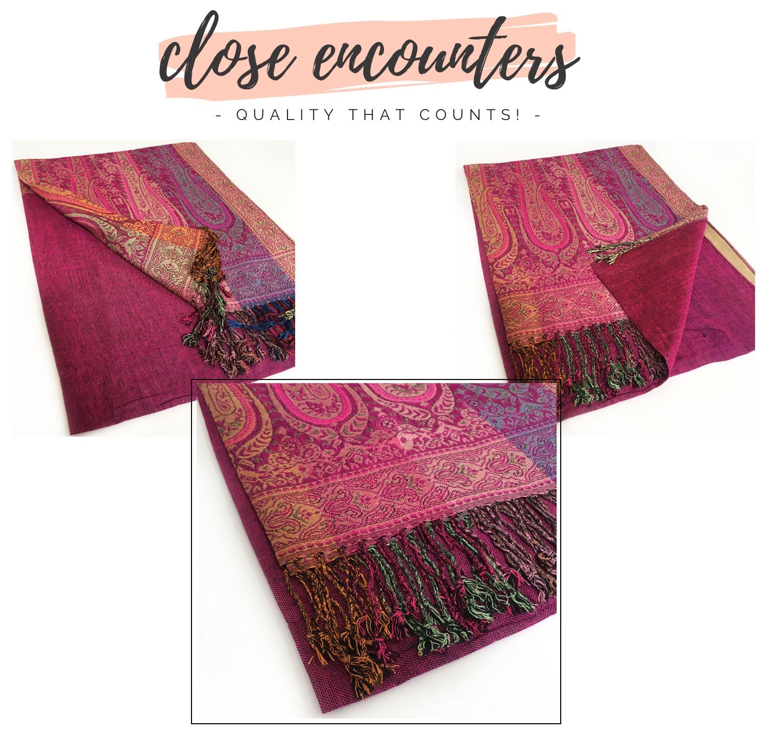 LARGE PINK RAINBOW MULTI COLOUR PAISLEY PRINT PASHMINA SHAWL SCARF