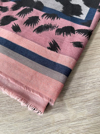 LARGE PINK STRIPE LEOPARD PRINT SCARF
