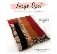 LARGE RED BLOCK PRINT SNAKESKIN SHAWL SCARF