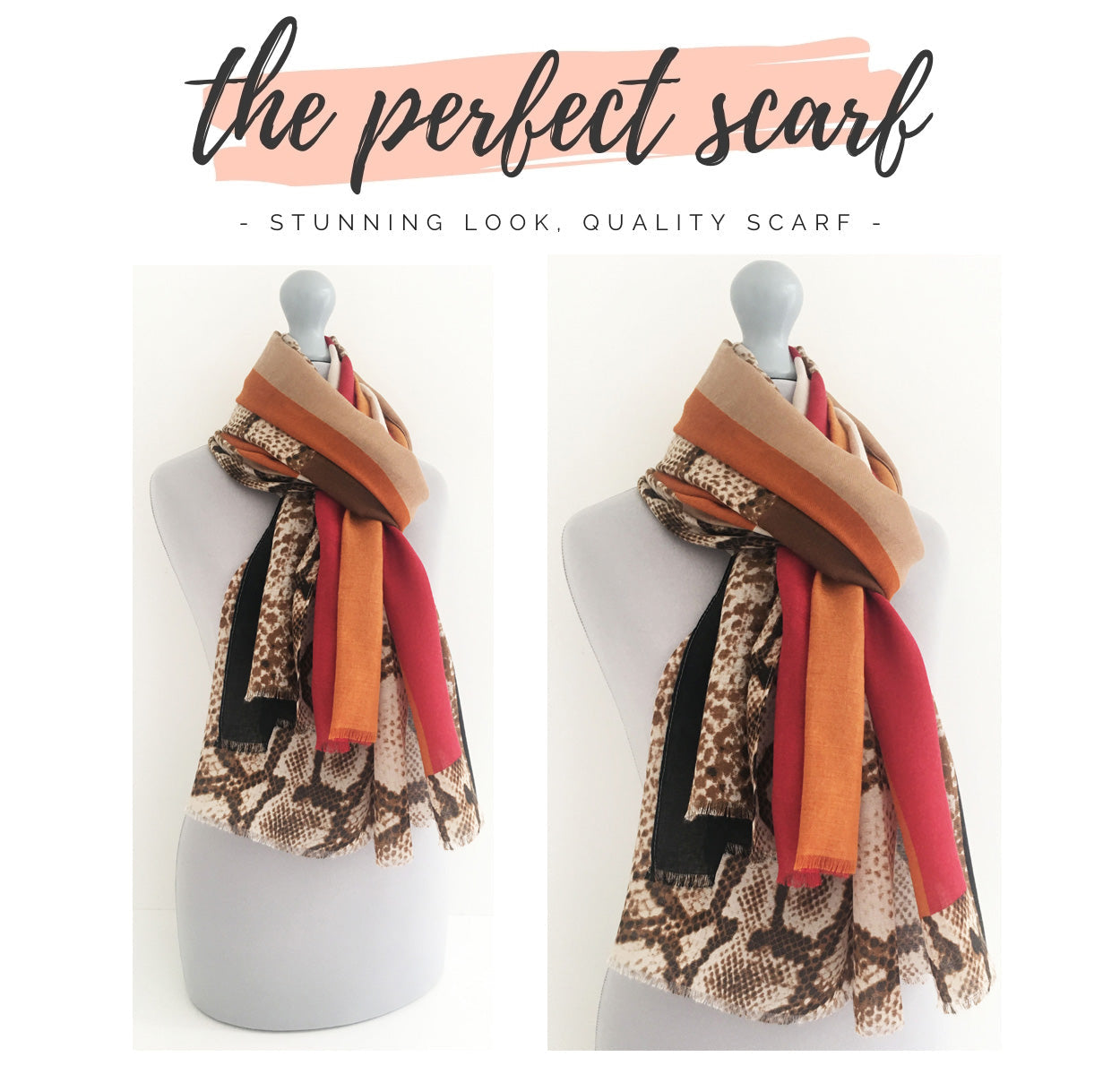 LARGE RED BLOCK PRINT SNAKESKIN SHAWL SCARF