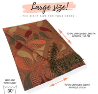 LARGE RED GINGHAM PAISLEY PRINT REVERSIBLE PASHMINA SHAWL SCARF
