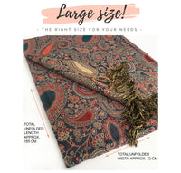 LARGE TEAL MULTI COLOUR PAISLEY PRINT PASHMINA SHAWL SCARF
