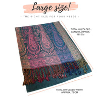 LARGE TEAL RAINBOW MULTI COLOUR PAISLEY PRINT PASHMINA SHAWL SCARF