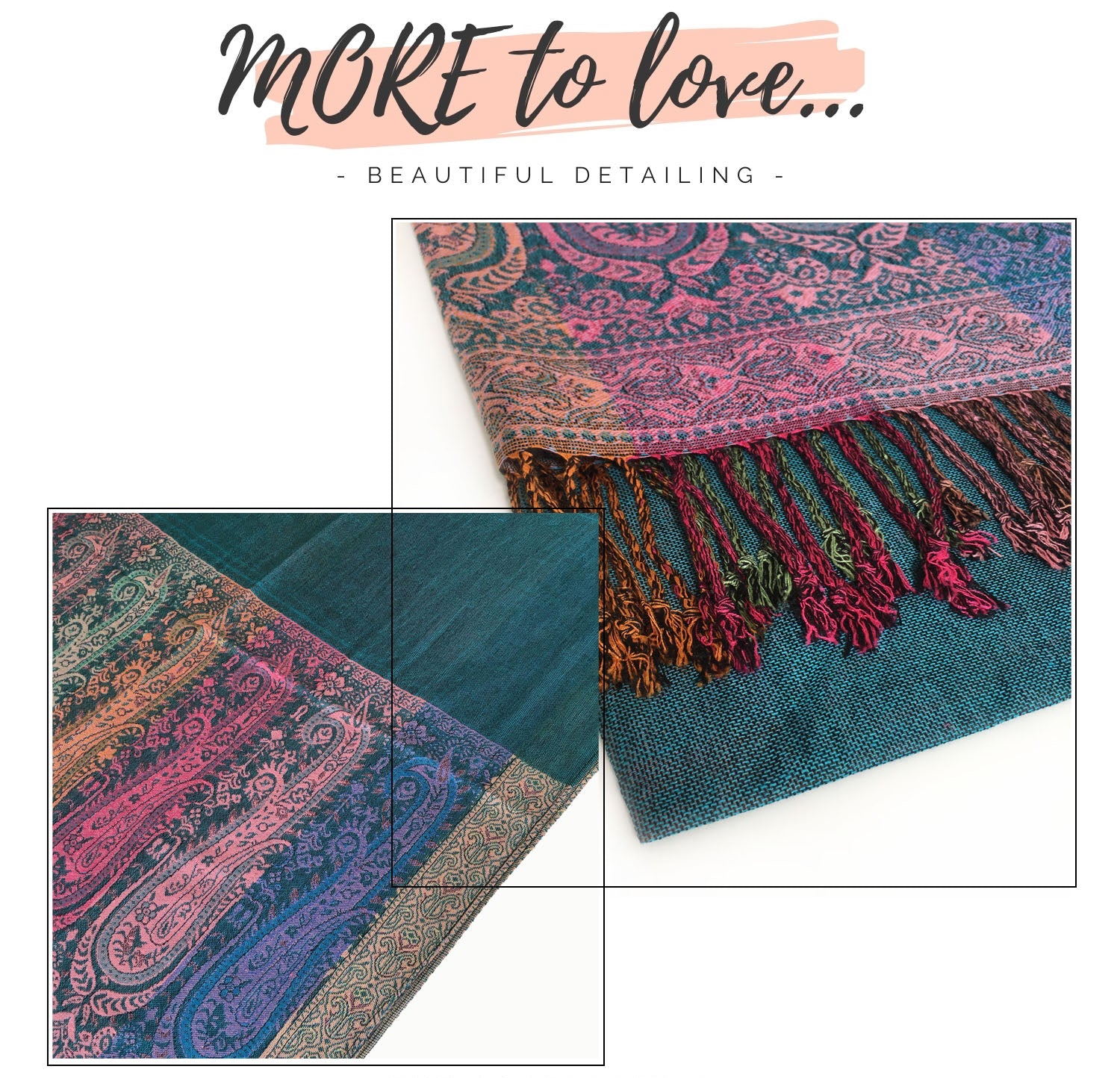 LARGE TEAL RAINBOW MULTI COLOUR PAISLEY PRINT PASHMINA SHAWL SCARF