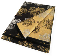 LARGE THICK BLACK TREE PRINT REVERSIBLE WINTER SHAWL BLANKET SCARF