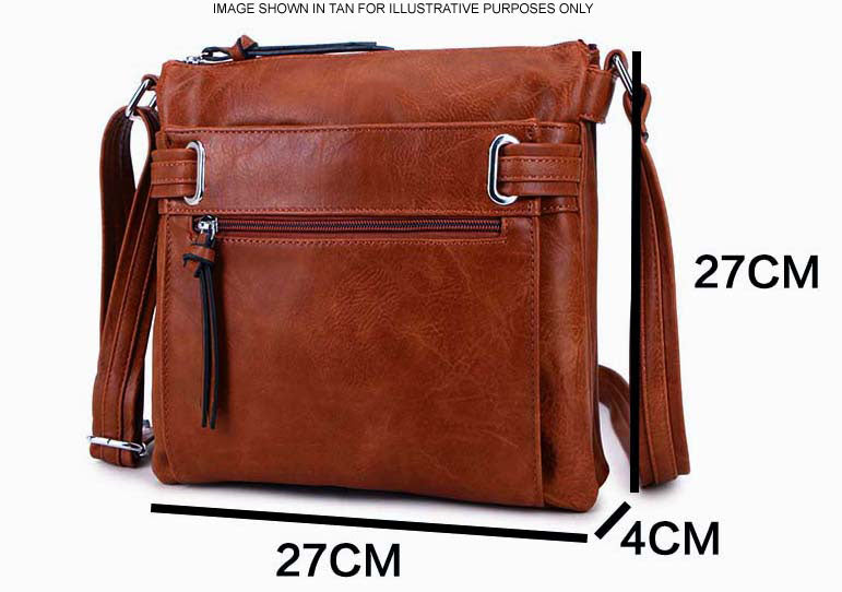 A-SHU LARGE BEIGE MULTI COMPARTMENT CROSS BODY OVER SHOULDER BAG WITH LONG STRAP - A-SHU.CO.UK